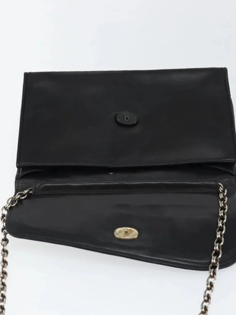 CHANEL COCO Mark Chain Shoulder Bag Lamb Skin Vintage Black CC Auth 146795